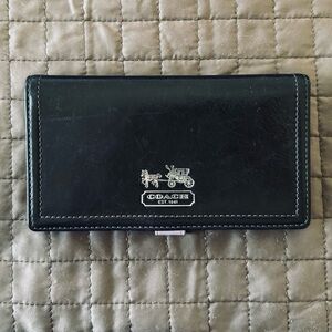 Coach Black Leather Checkbook Cover